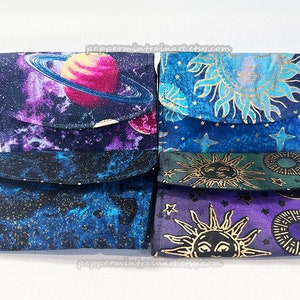 Celestial Space Sun and Moon Kleine minimalistische Geldbörse mit Kartenhalter Reißverschlusstasche und magnetischem Druckknopfverschluss