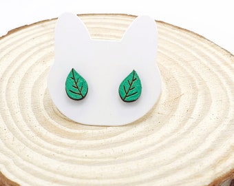 Blatt-Ohrring | Natur handgemachte Ohrringe | Naturohrringe | Blattförmige Holzohrringe