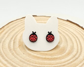 Ladybug Earrings • wooden earrngs • Lady Bug Earrings • Lady Bird Jewelry • Luck Gift • Cute Earrings • Animal Earrings