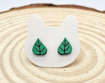 Leaf Earring | handmade earrings | nature earrings | leaf-shaped wooden earrings,