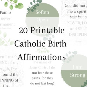 Ensemble de 20 cartes imprimables d'affirmation de naissance chrétienne catholique, téléchargement immédiat, catholique, écritures affirmations positives pour la grossesse