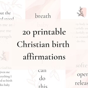 Ensemble de 20 cartes imprimables d'affirmation de naissance chrétienne, téléchargement immédiat, catholique, écritures affirmations positives pour la grossesse