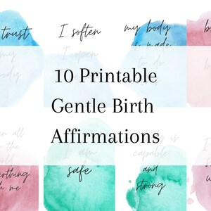 Conjunto de 10 afirmações de nascimento, cartões de nascimento, ditados positivos de nascimento, cartões de afirmação de nascimento para impressão, mantras de nascimento, ditados de nascimento para impressão