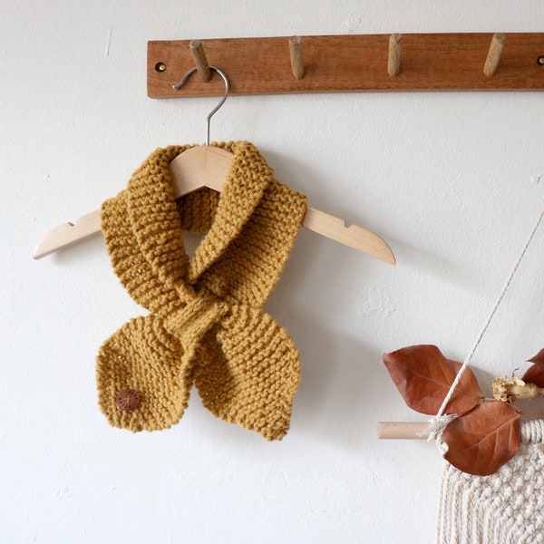 Women Bow Scarf | Knitted Wool | Mustard