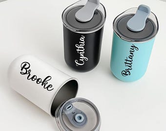 Vaso de acero inoxidable personalizado: Taza de café con nombre personalizado y tapa