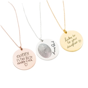 Collar con mensaje personalizado/Collar con grabado personalizado/Collar con texto/Collar con escritura a mano/Regalo para ella/Regalo para mamá/Regalo para el Día de la Madre