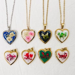 Flower Heart Photo Necklace/Heart Locket Necklace/Handmade Flower Necklace/Resin Real Flower/Mother's Day Gift/Gift For Her/Gift For Mom