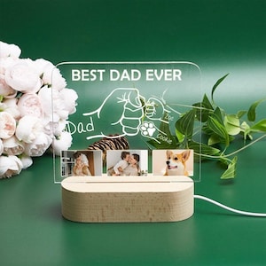 Personalized Photo Night Light, Fathers Day Gifts, Gifts for Husband, Custom Name Night Light, Gift for Dad, Best Dad Ever, Gift For Him