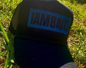 IAMBAITS: black and blue trucker hat