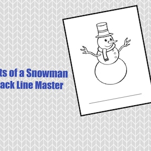 Parts of a Snowman • Black Line Master • Nomenclature Cards • Montessori • Flash Cards • Digital Montessori • Printable • Three Part Cards
