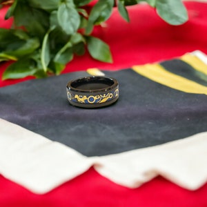 Black Ceramic Band with Brass Watch Parts Inlay