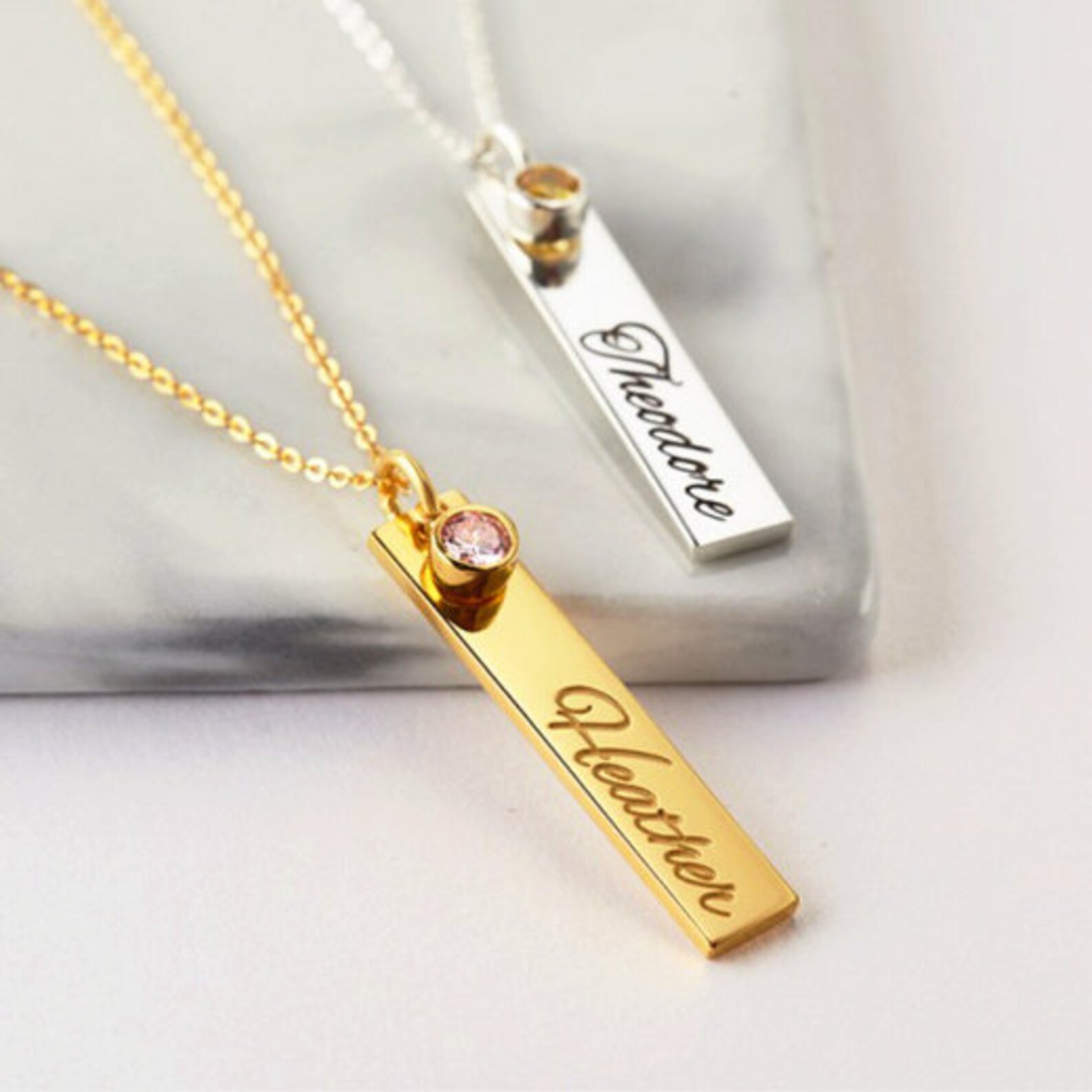 Personalized Name Bar Necklace Silver Name Necklace With Etsy