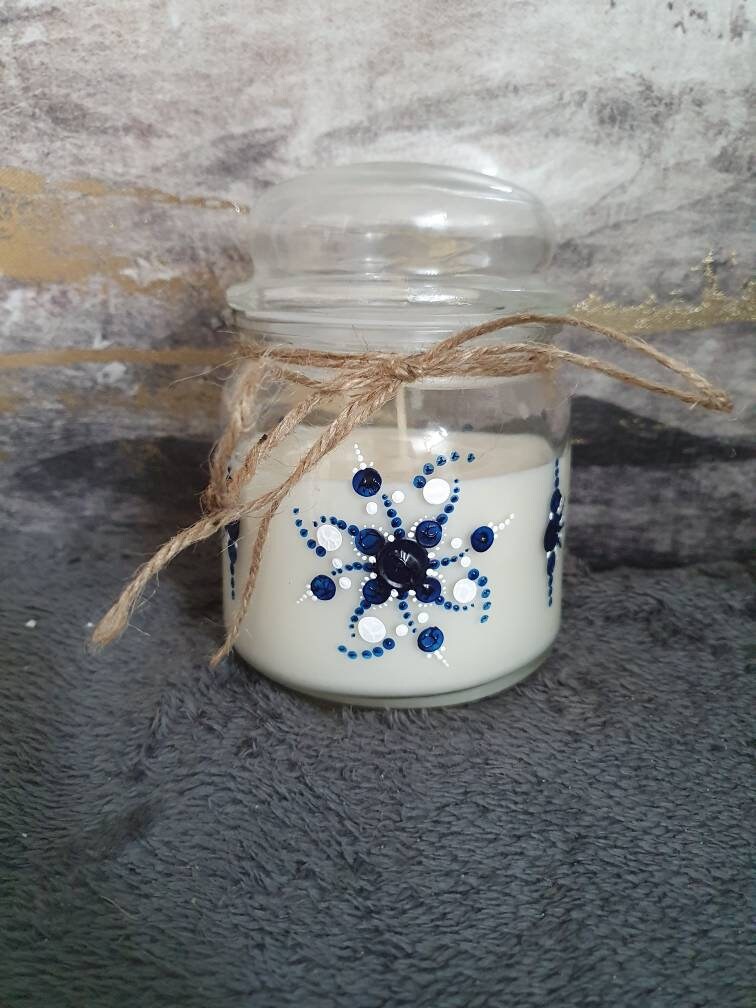 Handmade Acrylic Paint design jar candle Etsy
