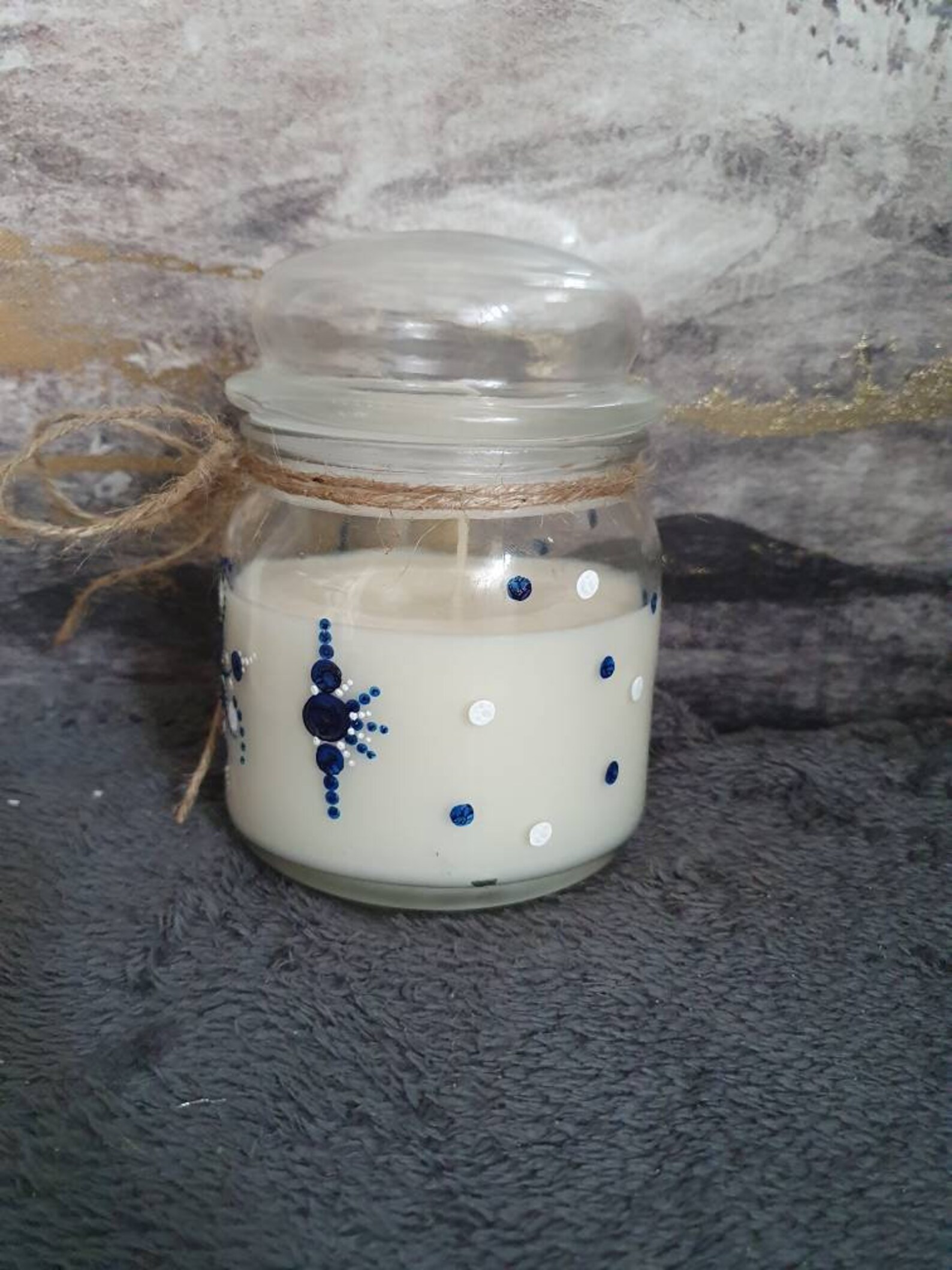 Handmade Acrylic Paint design jar candle Etsy