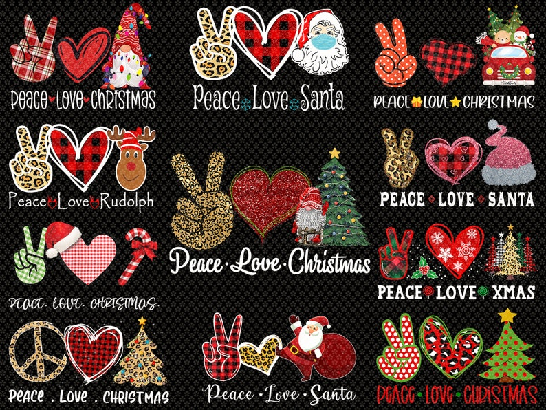 Download Bundle 10 Peace Love Christmas png Christmas Png Santa Png ...