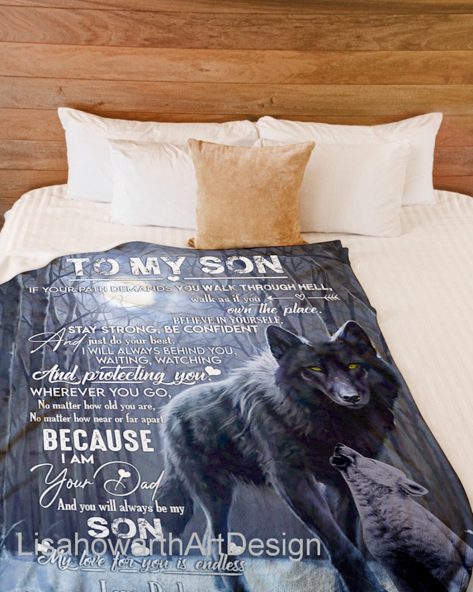 Personalized Blanket To My Son Wolf Blanket Son Blanket Etsy