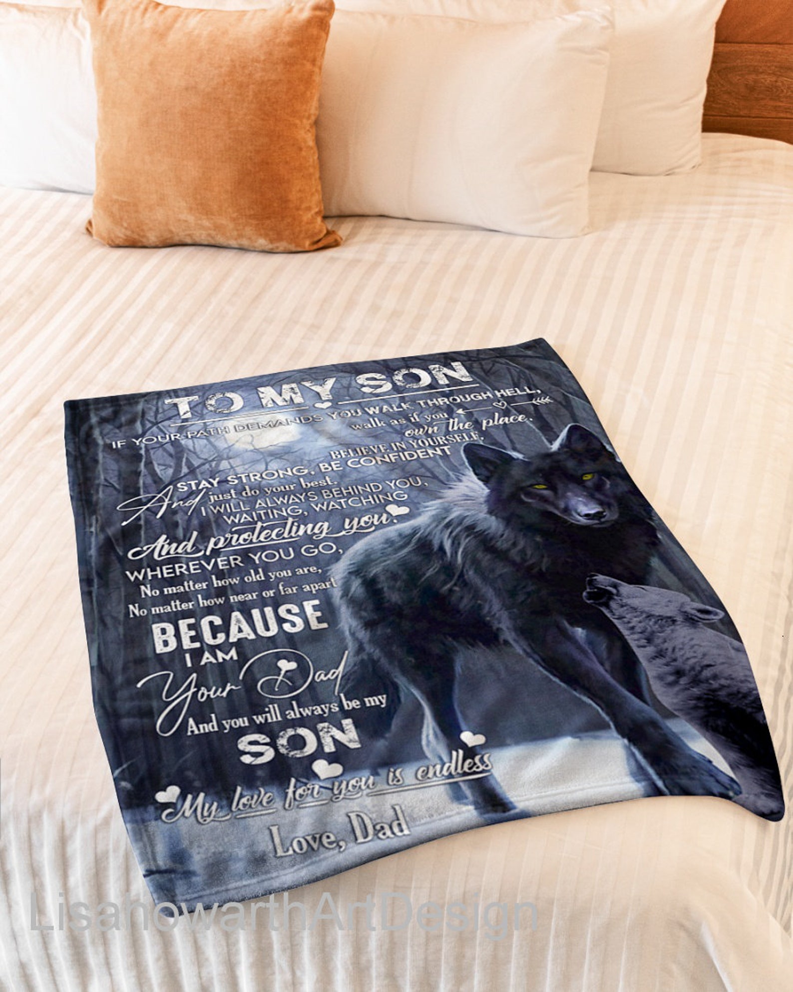 Personalized Blanket To My Son Wolf Blanket Son Blanket Etsy