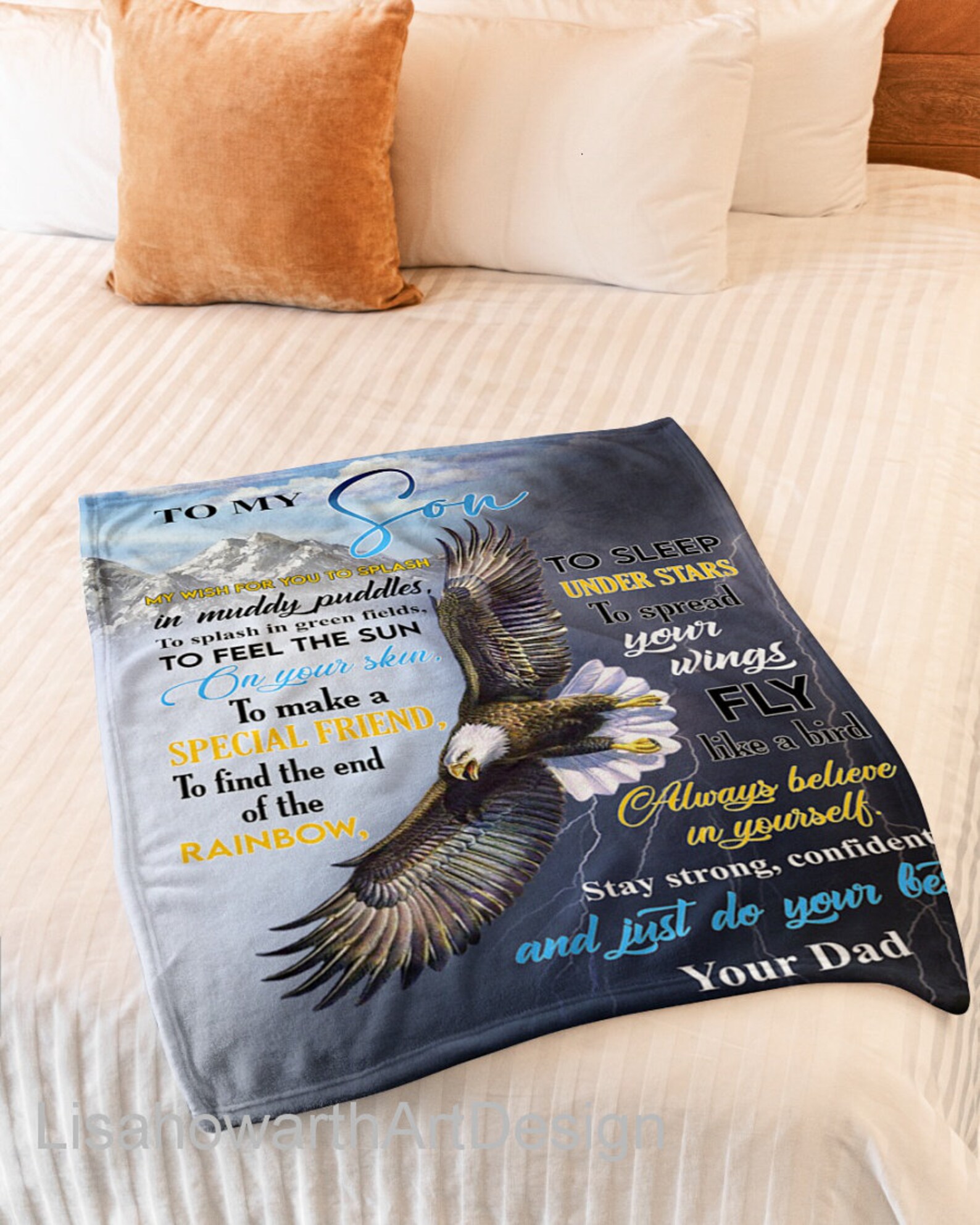 Personalized Blanket To My Son Eagle Blanket Son Blanket Etsy