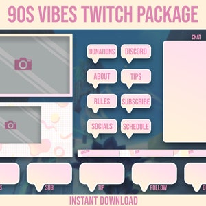 90s Vibes Overlay Package for Twitch Streamers - Instant Download!