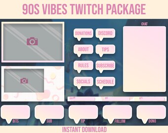 90s Vibes Overlay Package for Twitch Streamers - Instant Download!