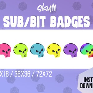 Cute Skull SUB and BIT Badges for TWITCH