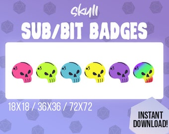Cute Skull SUB and BIT Badges for TWITCH