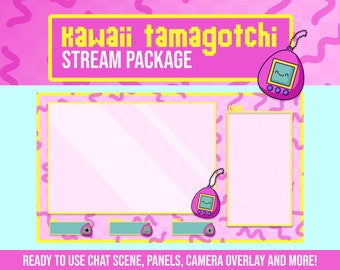 Kawaii Tamagotchi Overlay Package for Twitch Streamers - Instant Download for OBS!