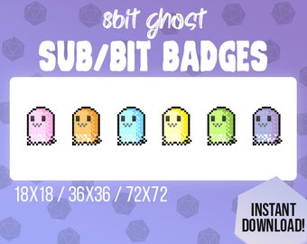 Ghost SUB and BIT Badges for TWITCH | 8bit Style