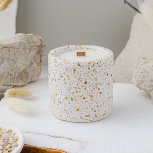 Terrazzo soy candle scandinavian decoration Sea pebble collection home decor Modern Home decor decoration Minimalistic Giftster image 1