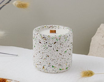 Terrazzo soy candle | Concrete pot | recycled glass collection | scented candle | Home decor | Modern decor |Gift ideas|terrazzo objects