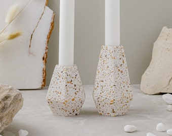 Terrazzo candlestick holders | sea pebble collection | Decorative candle holder | Modern Home decor| concrete | Minimalistic | gift ideas