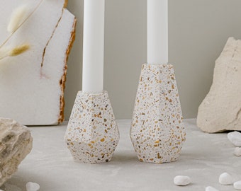 Terrazzo Kerzenhalter | Seekiesel Kollektion | Dekorativer Kerzenhalter | Moderne Wohnkultur| Beton | Minimalistisches | Geschenkideen