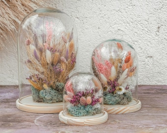 Dried flowers glass dome | Glass bell | dried flowers | home decor | gift ideas | dried flower arrangements|cloche| rustic | boho decor