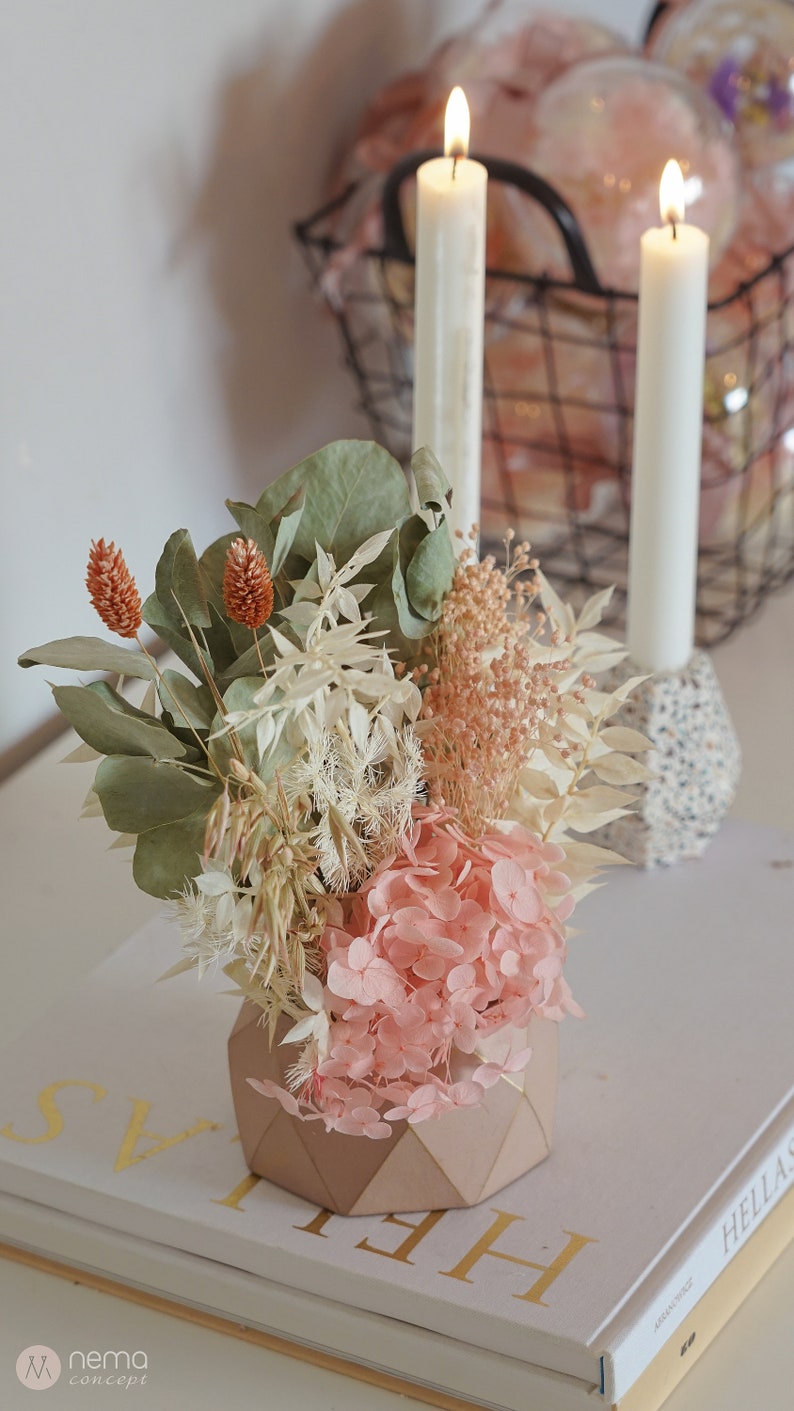 Dried Flower Arrangement in Concrete Vases Dried Flower Etsy