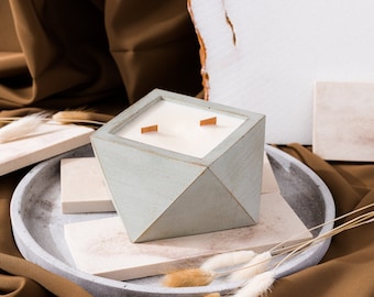 concrete soy candle | organic soy wax candle in cement pot | decoration objects | home decor |modern | decoration | gift idea | candle