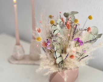 Dried flower arrangement in concrete vases | boho chic | Gift| bouquet | dried flowers arrangement | home decor|gifts ideas |boho rustic