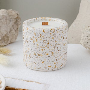 Terrazzo soy candle scandinavian decoration Sea pebble collection home decor Modern Home decor decoration Minimalistic Giftster image 2