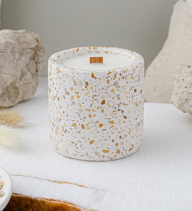 Terrazzo soy candle scandinavian decoration Sea pebble collection home decor Modern Home decor decoration Minimalistic Giftster image 2