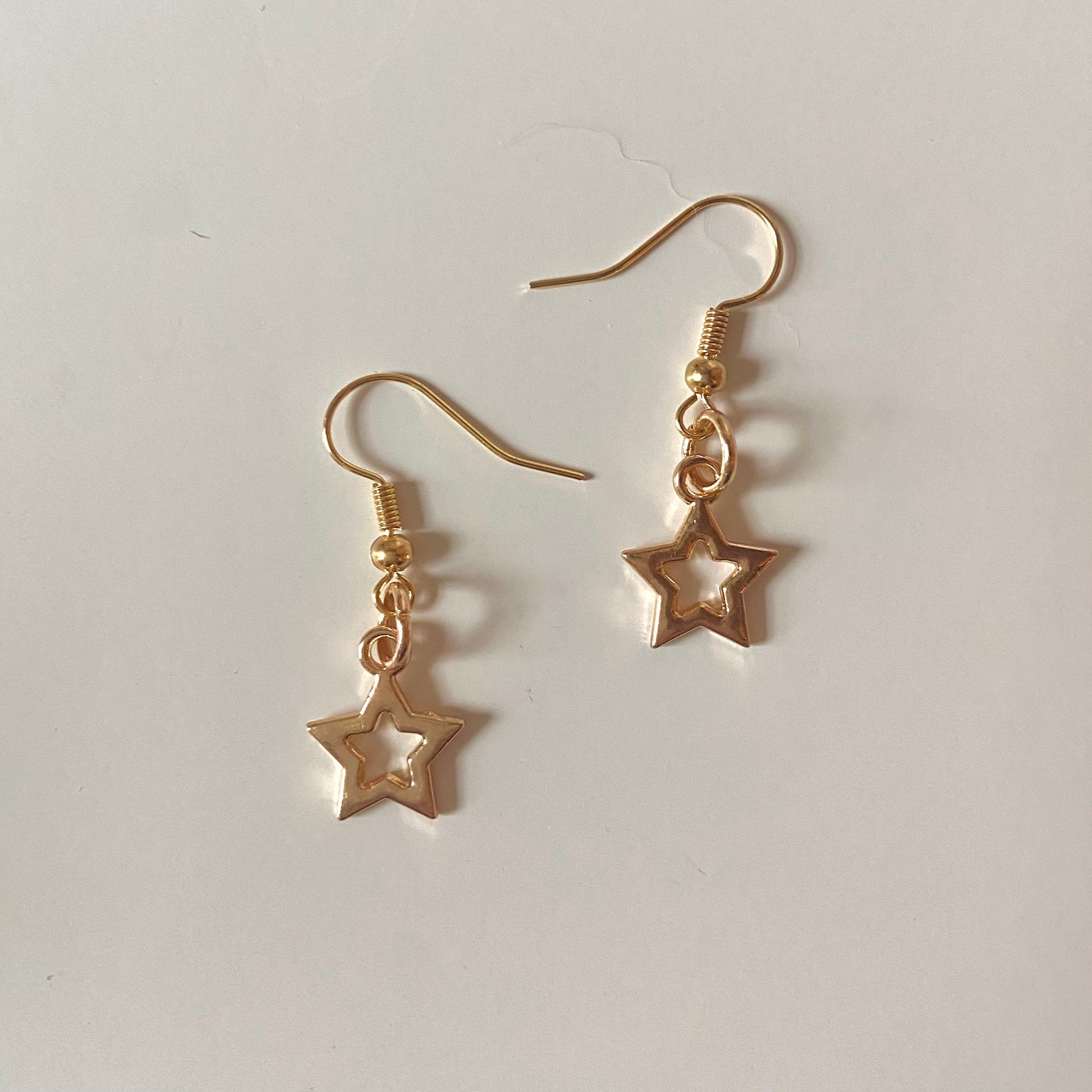 Star Outline Charm Earrings Silver/Gold | Etsy