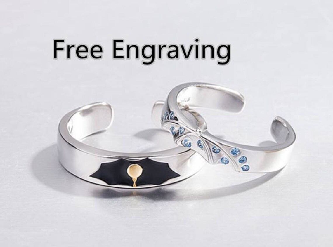 Light and Umbrella Sterling Silver Ring Opening Couple Ring Etsy