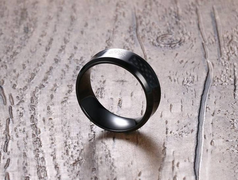 8mm Black Carbon Fiber Stainless Steel Ring Life Tree Finger | Etsy