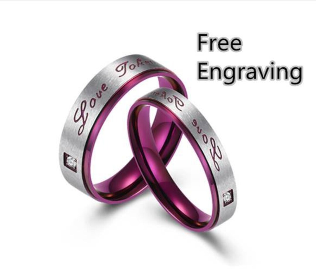Romantique Violet Titanium Couple Ring Love Foren Amant Bagues