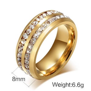 Double Row Zircon Geometric Hollow Ring