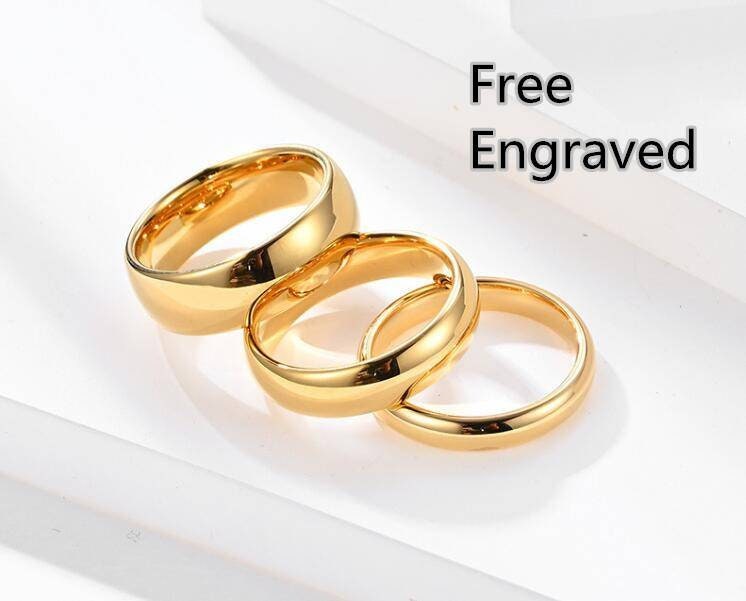 Tungsten Carbide Gold Ring His and Her Wedding Band Finger Tail Ring
