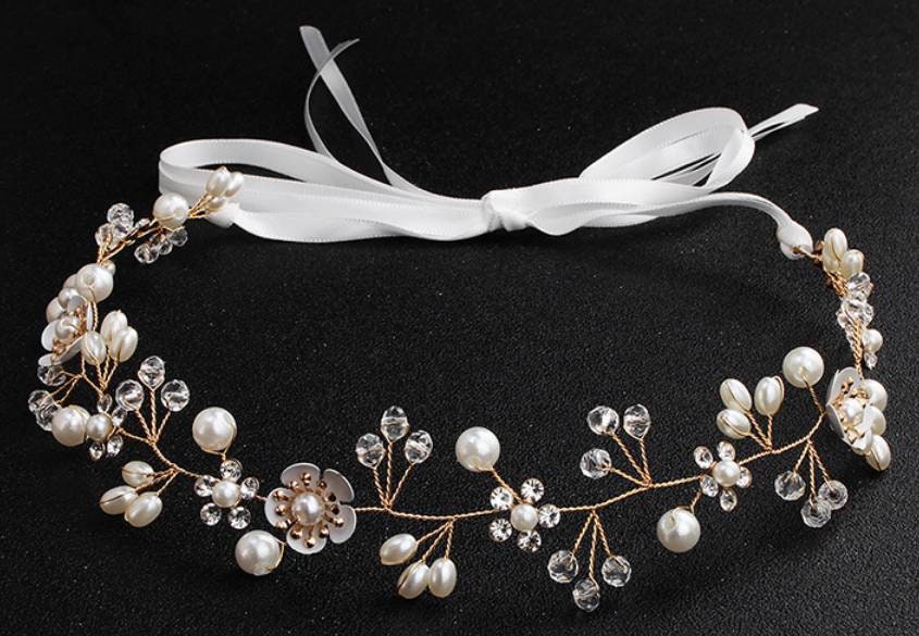 Bridal Accessories Prom Party Pearl Crystal Flower Hair Band Headband E99 