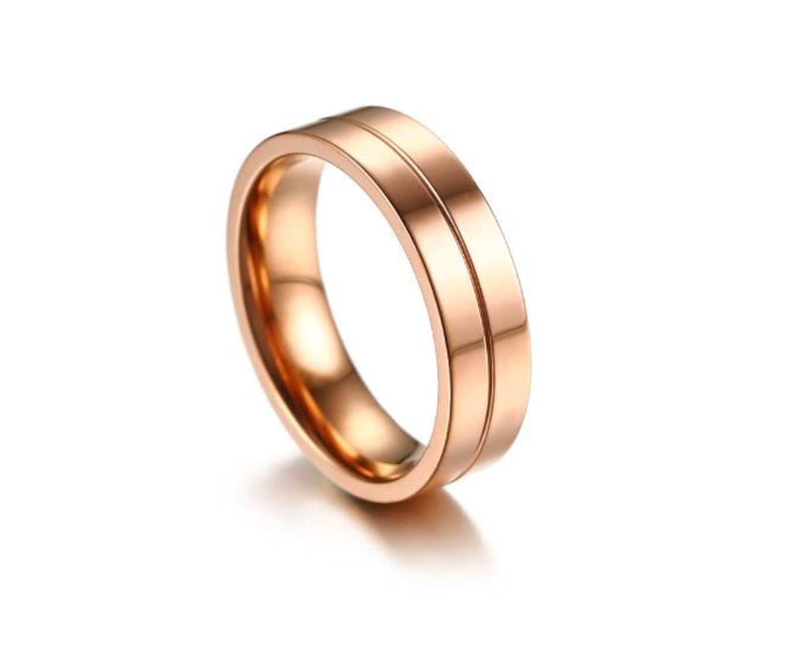 Rose Gold Couples Rings Set Stainless Steel Lover Matching Etsy