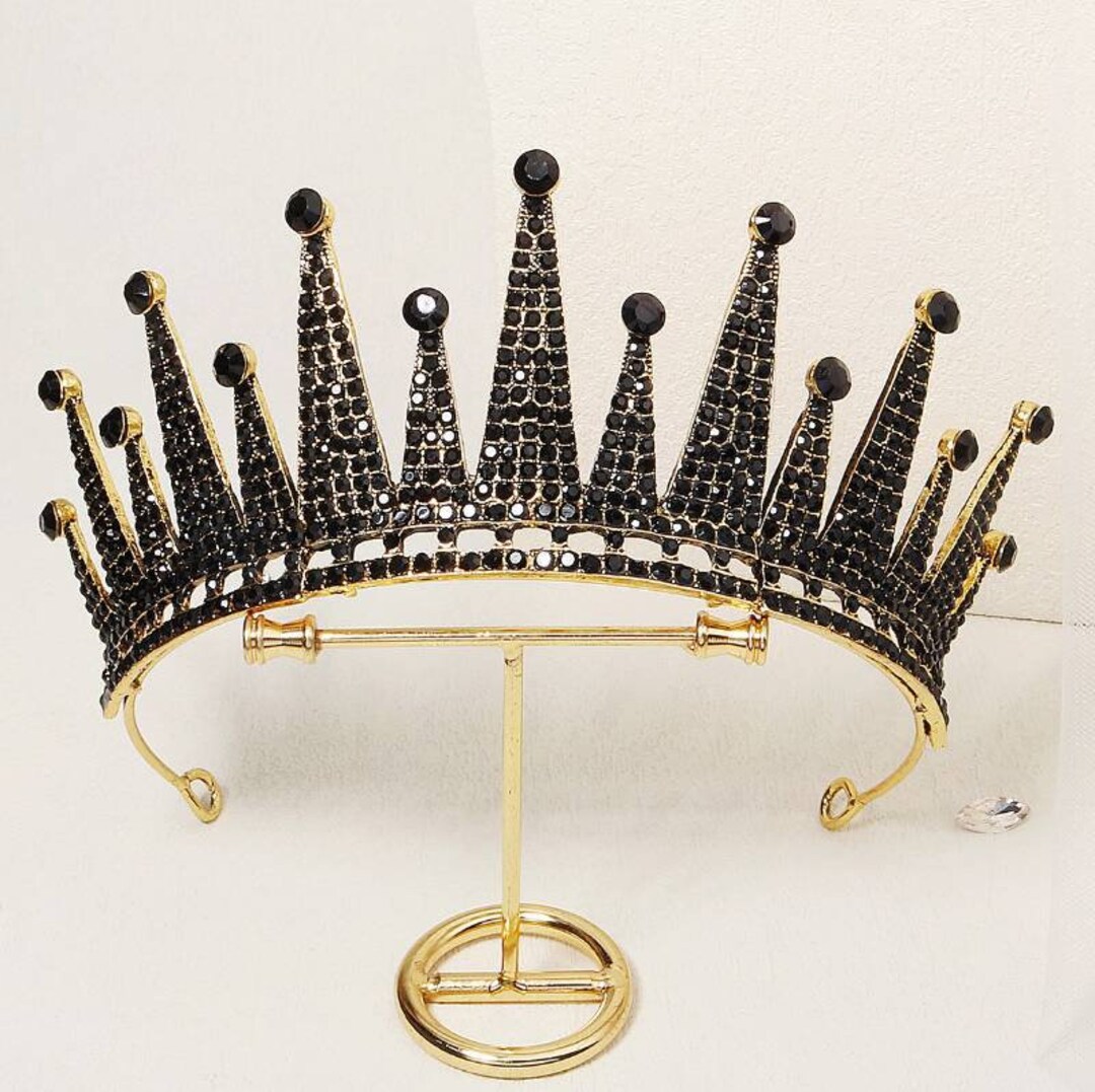 Black Crystal Crown for Women Prom Hair Accessories Party Birthday