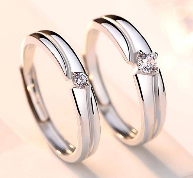 925 Sterling Silver Ring Adjustable Couple Ring Set Wedding - Etsy UK