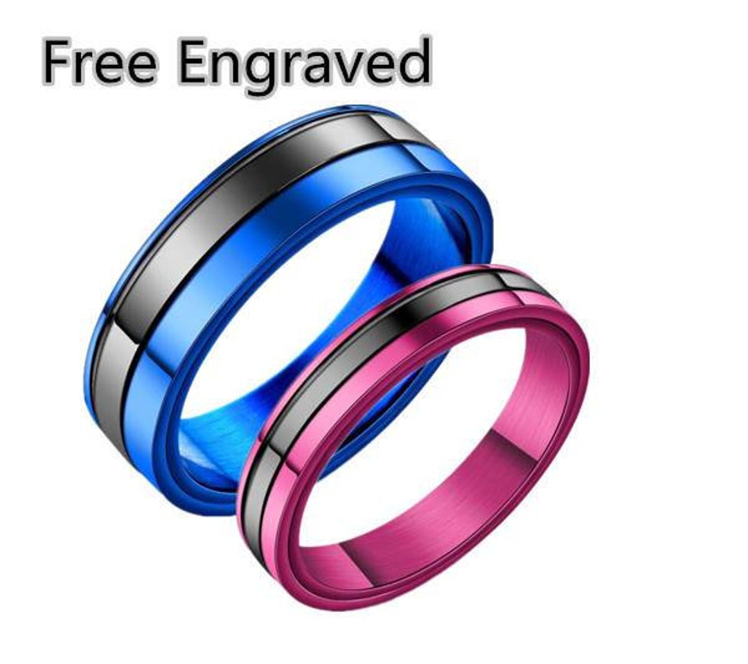 Couple Rings Set Wedding Ring Stainless Steel Lover Matching Etsy