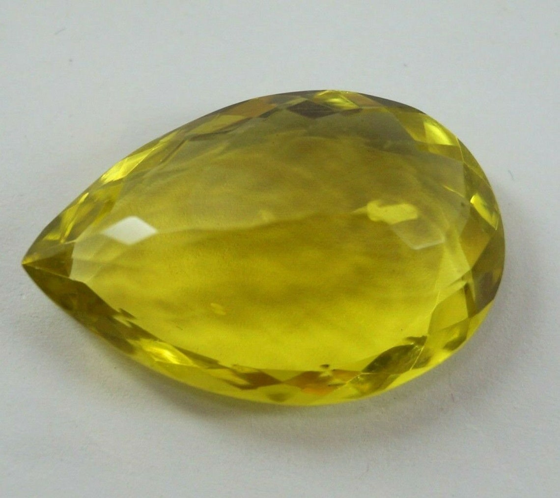 Natural 27 Ct Brazilian Yellow Topaz Pear Cut Loose Gemstone Etsy